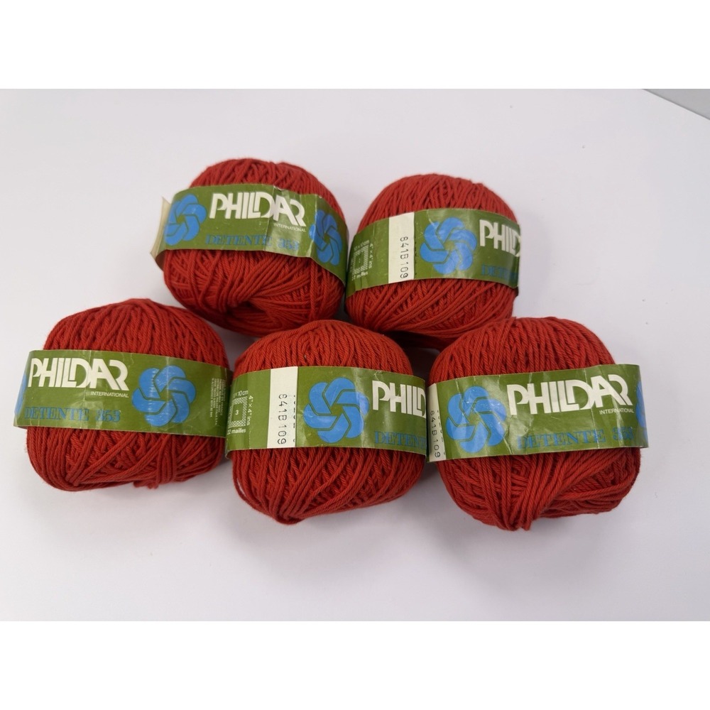 Phildar Detente Yarn France 100% Cotton 50 grams Each Red